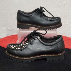 Maze Handmade In Italy Black Leather Boston Shoes with Cowhide Fur Size